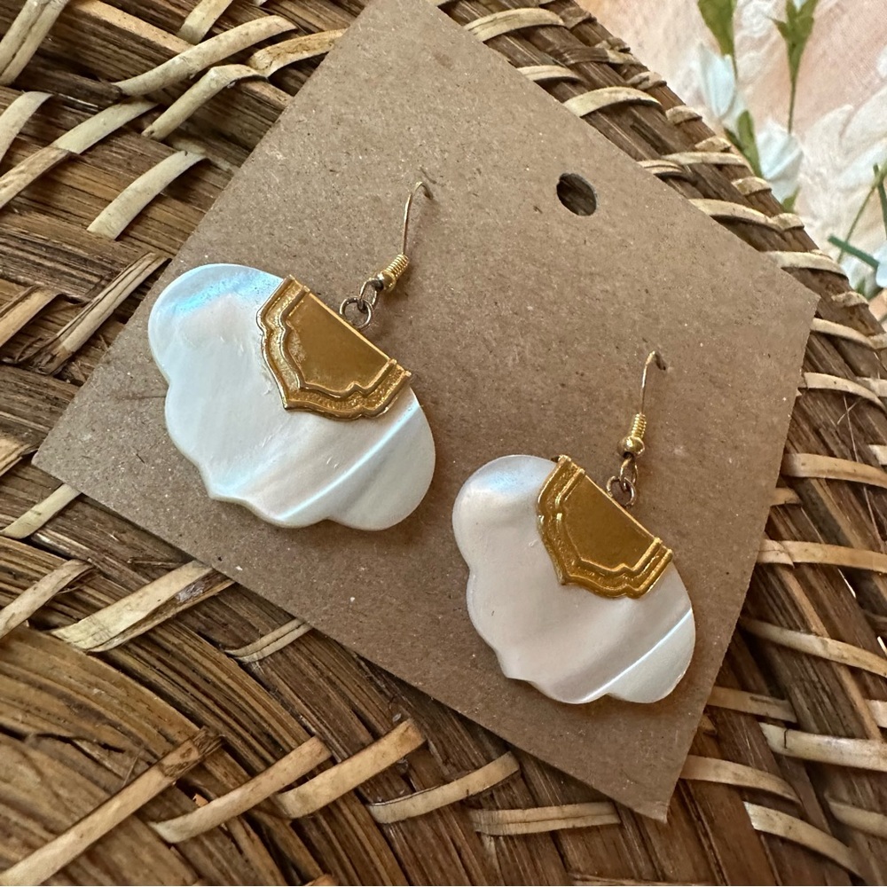Elegant Gold and White Earrings